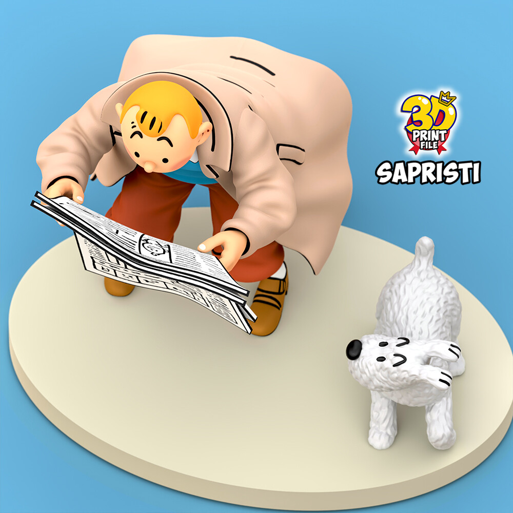 TINTIN & Snowy Sapristi 3d print ready model - تصویر 17037