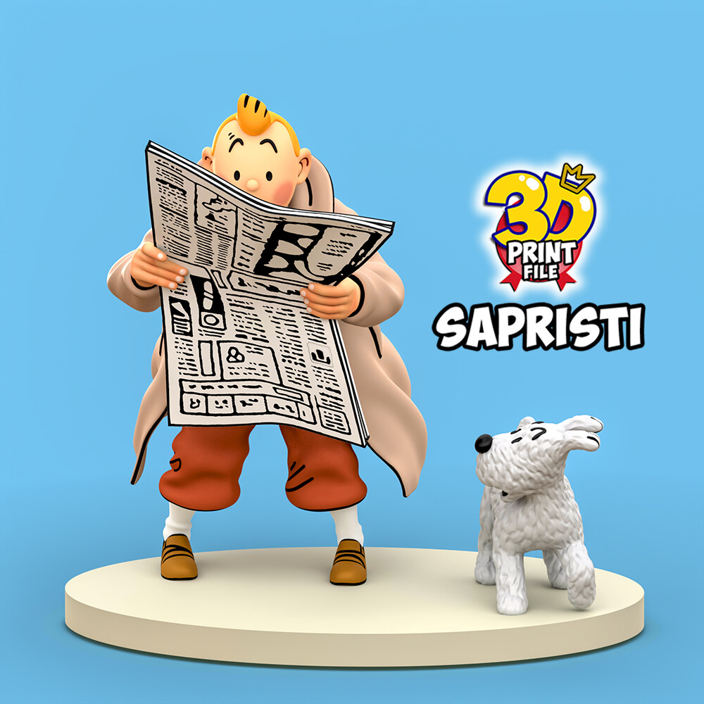TINTIN & Snowy Sapristi 3d print ready model - تصویر 17039