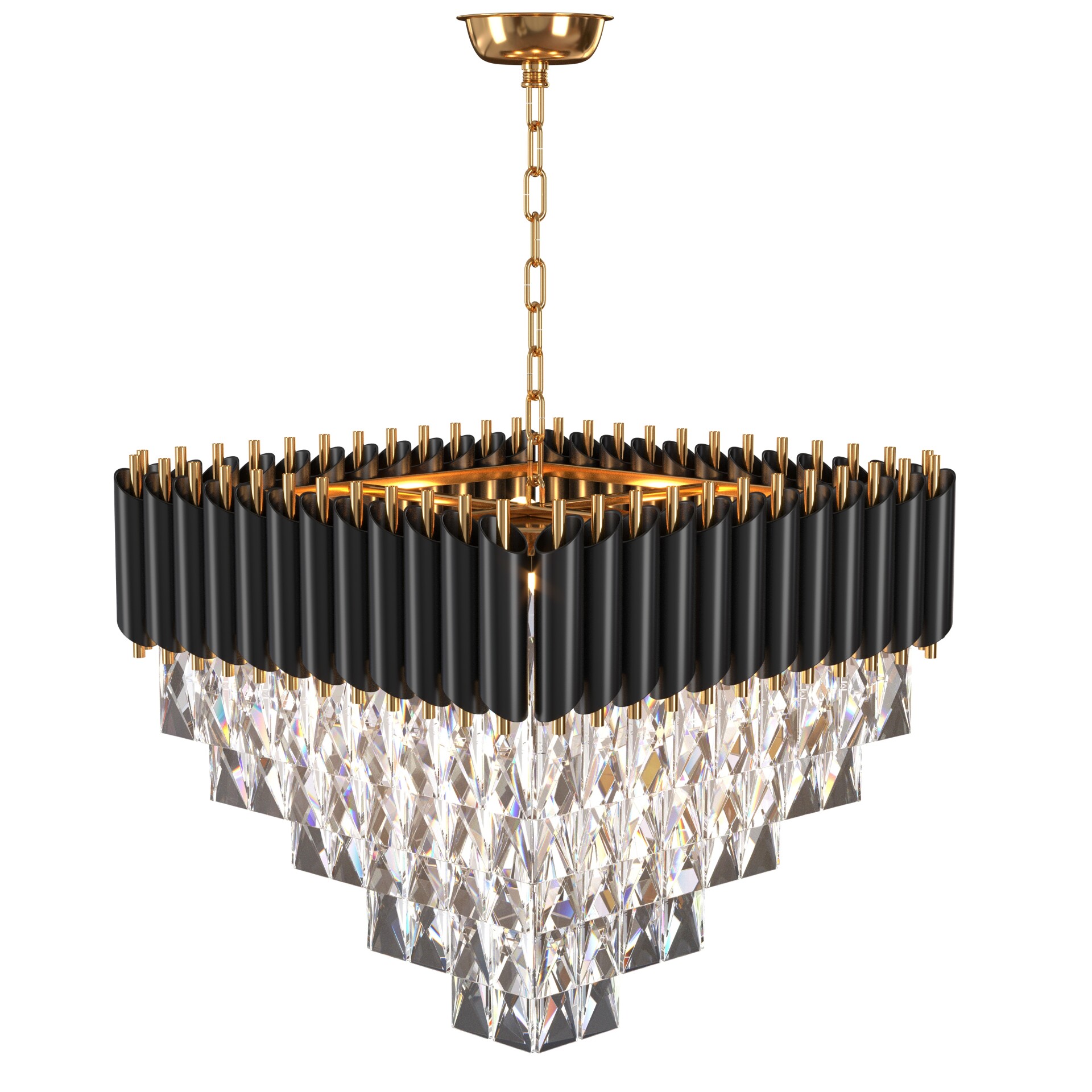 Black Gold Square Crystal Ceiling - تصویر 17065