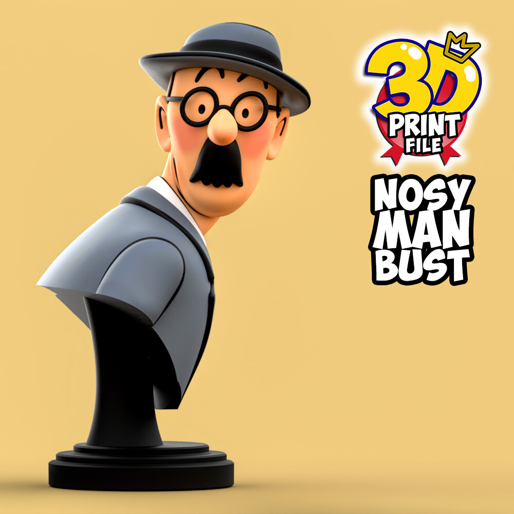 Free Nosy Man bust  3D print ready - تصویر 17069