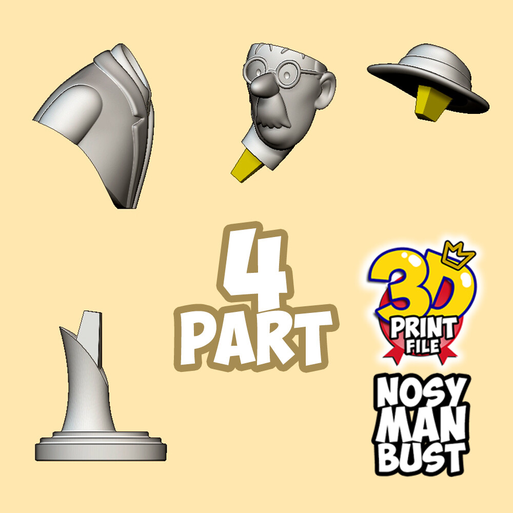 Free Nosy Man bust  3D print ready - تصویر 17072