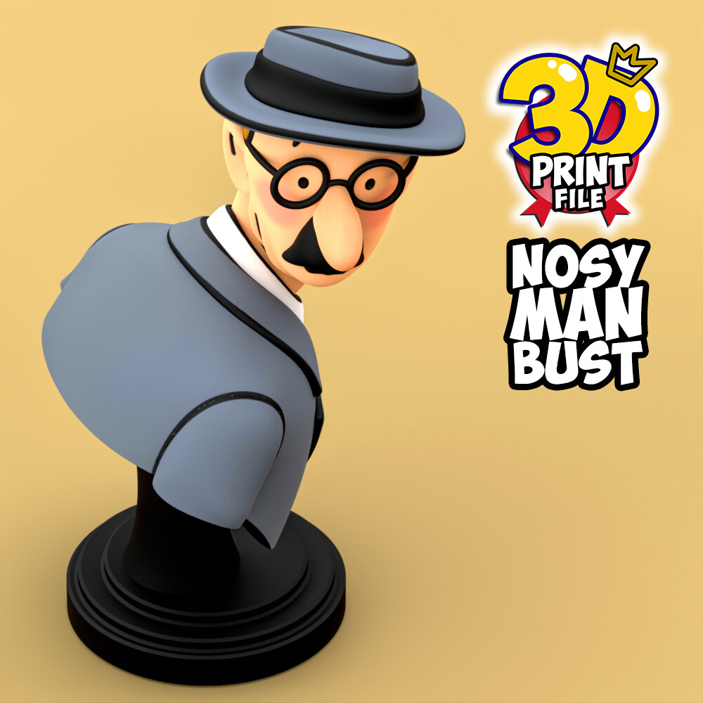 Free Nosy Man bust  3D print ready - تصویر 17073