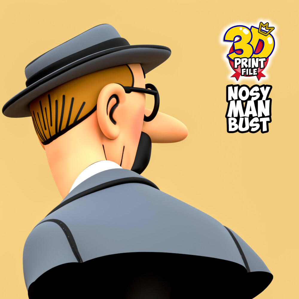 Free Nosy Man bust  3D print ready - تصویر 17075