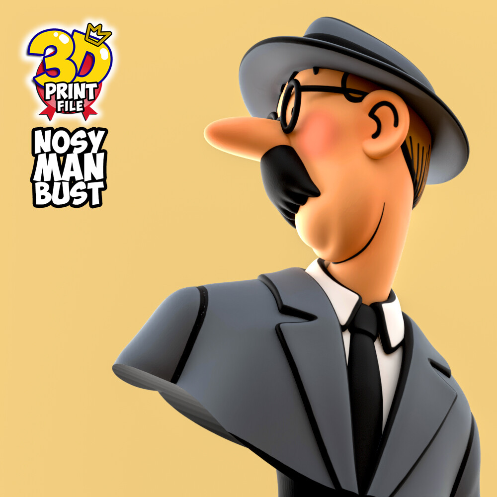 Free Nosy Man bust  3D print ready - تصویر 17076