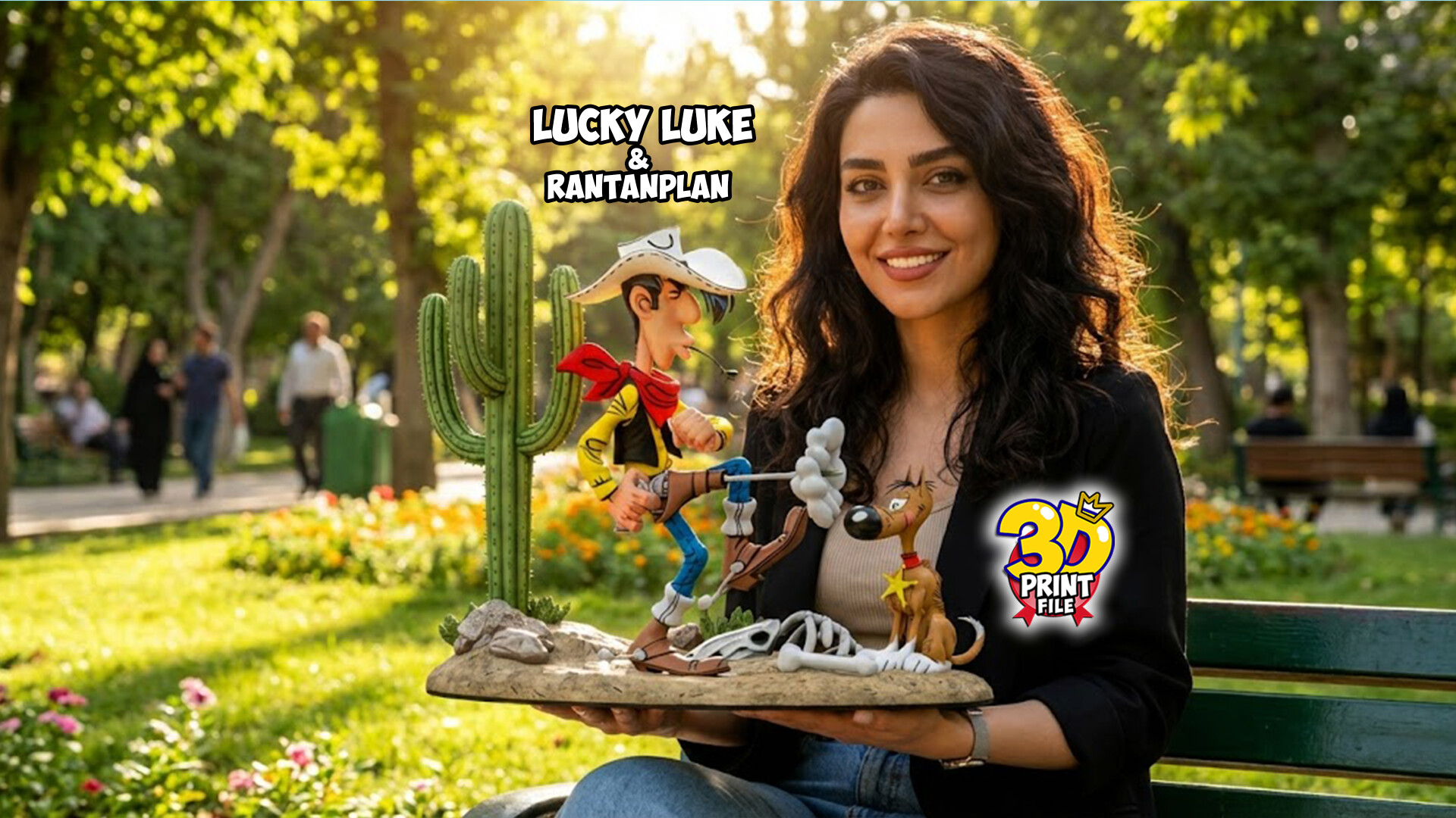 Lucky Luke & Rantanplan 3D Diorama - Free size - تصویر 17081