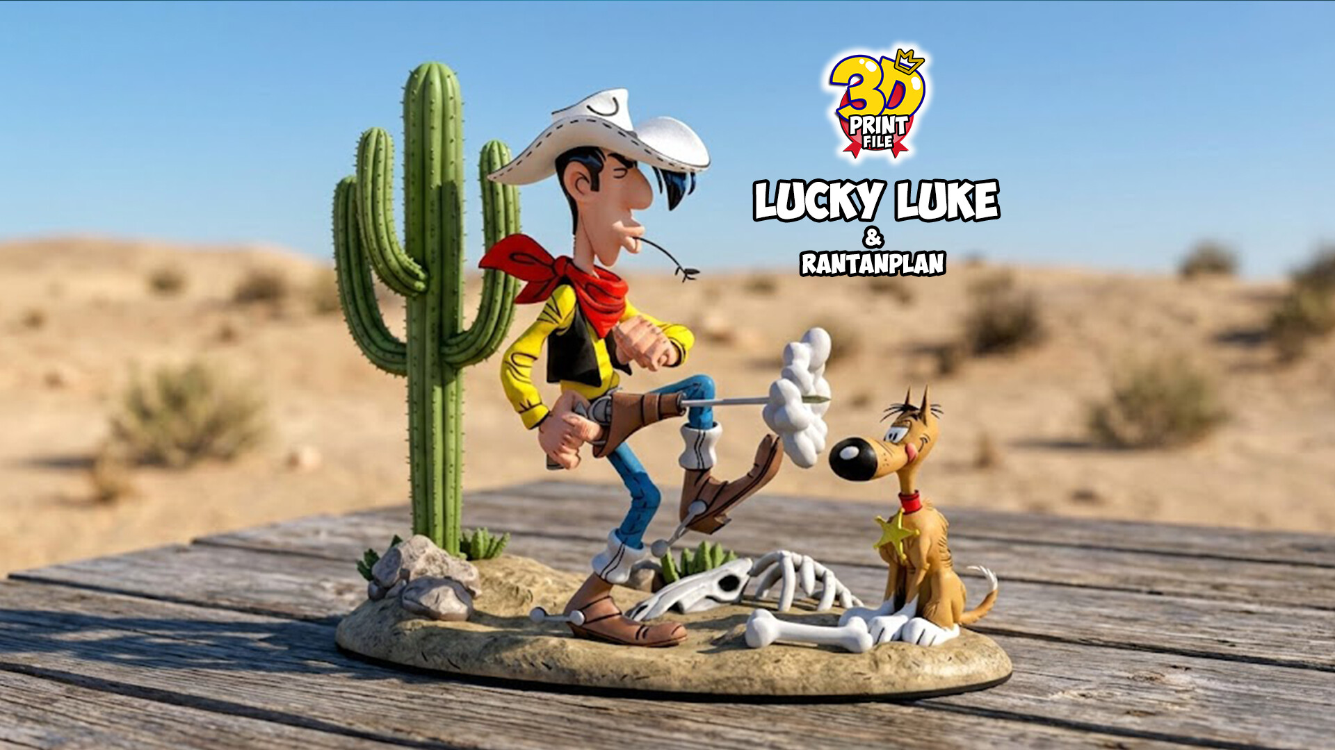 Lucky Luke & Rantanplan 3D Diorama - Free size - تصویر 17082