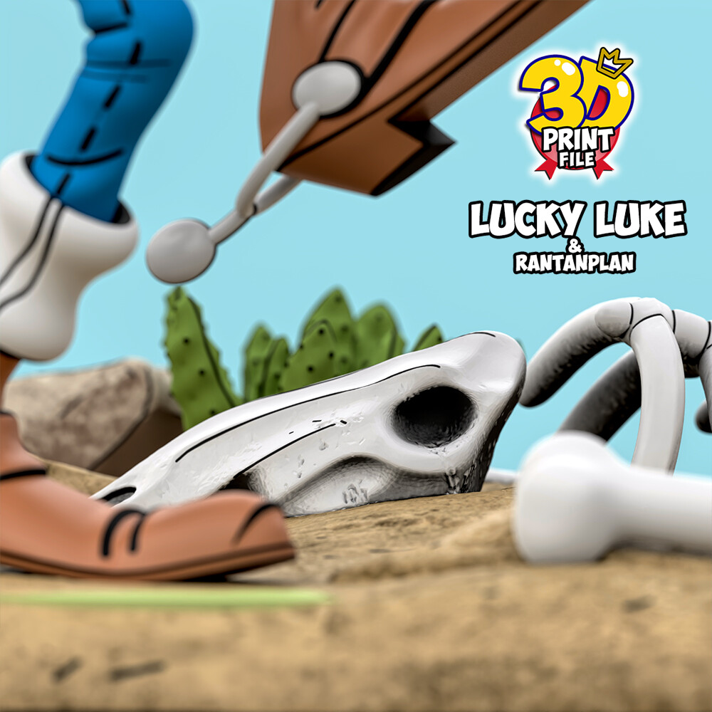 Lucky Luke & Rantanplan 3D Diorama - Free size - تصویر 17086
