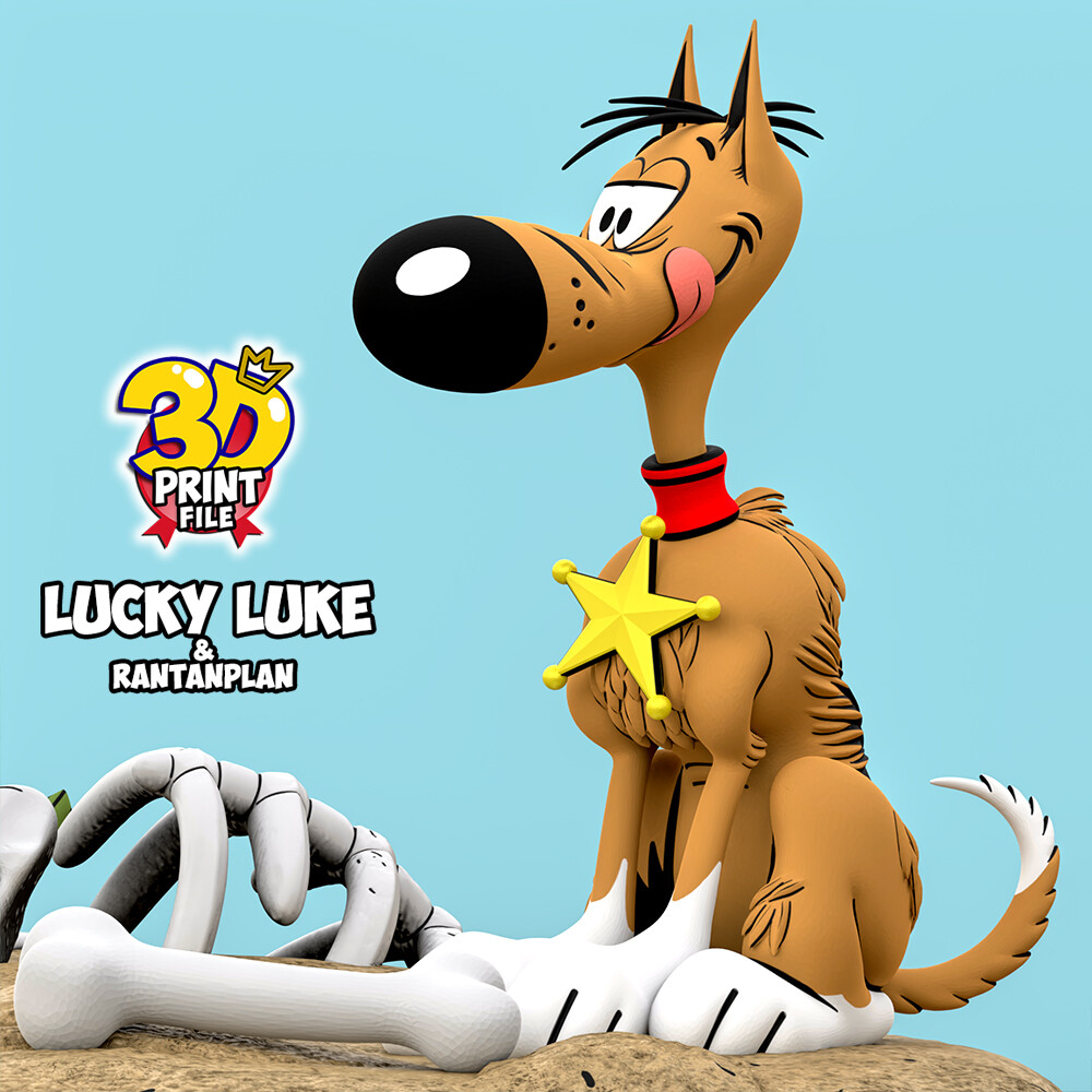 Lucky Luke & Rantanplan 3D Diorama - Free size - تصویر 17087