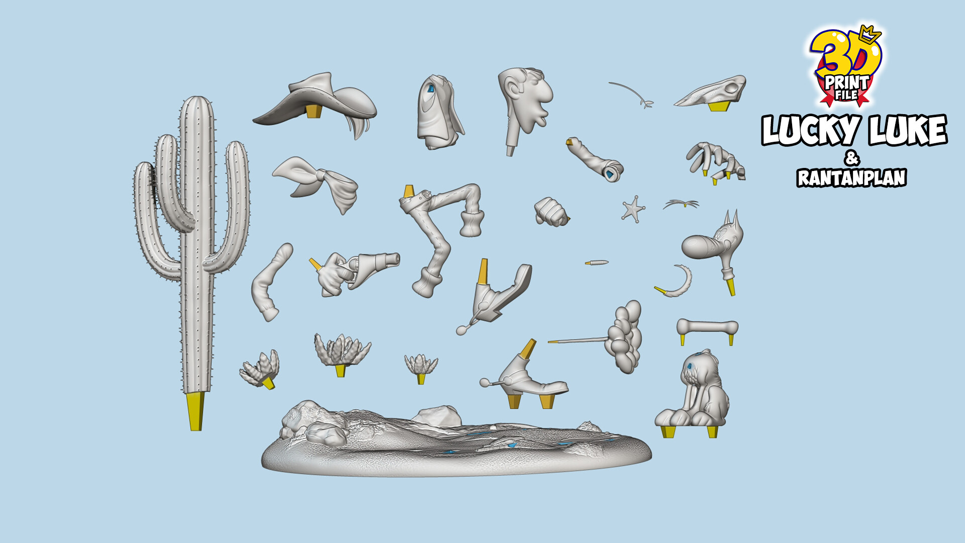 Lucky Luke & Rantanplan 3D Diorama - Free size - تصویر 17088