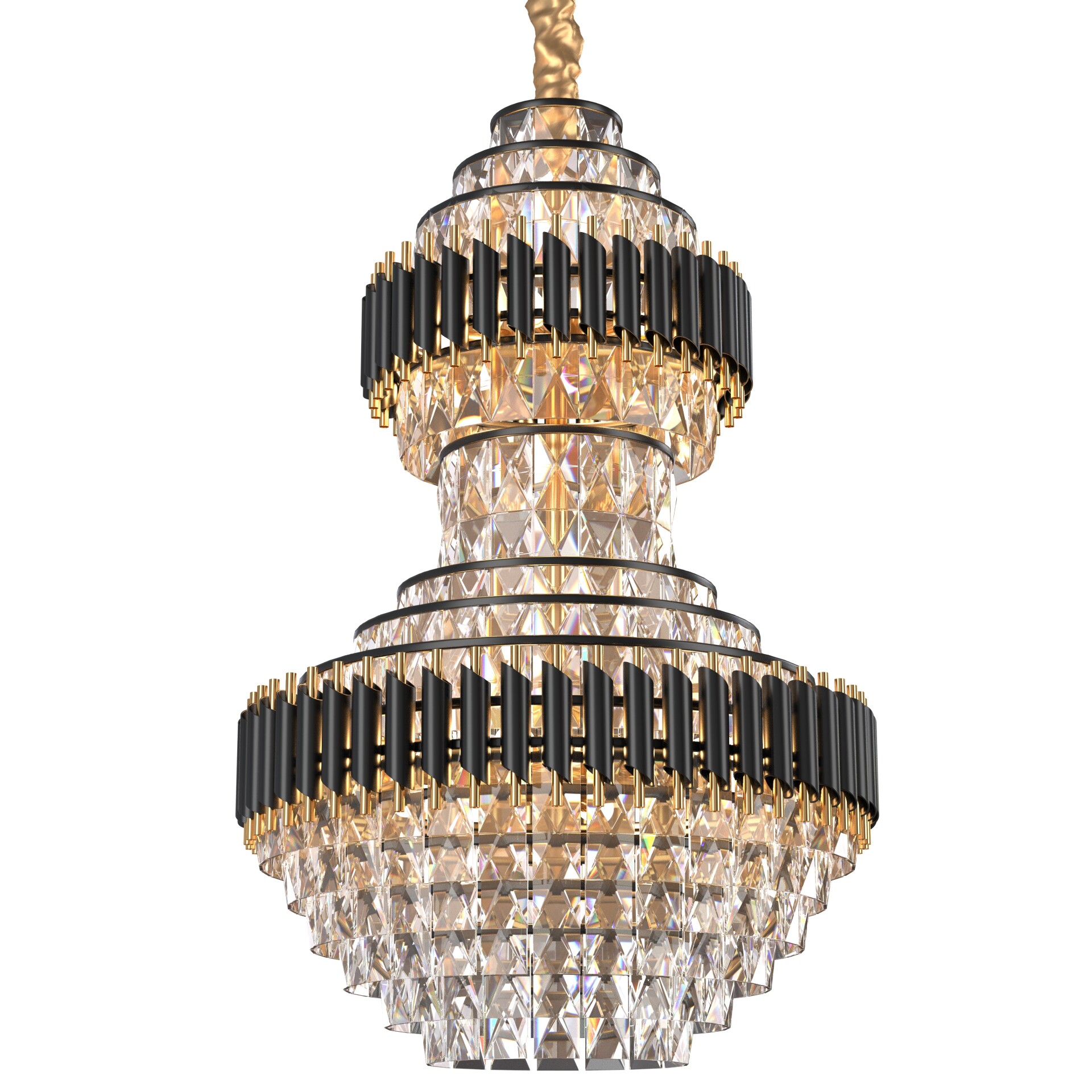 Black Geminus Long Crystal Double Height Chandelier - تصویر 17138
