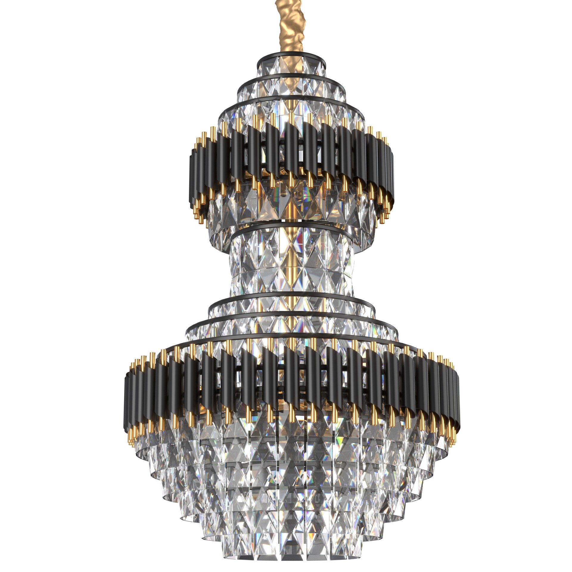Black Geminus Long Crystal Double Height Chandelier - تصویر 17139