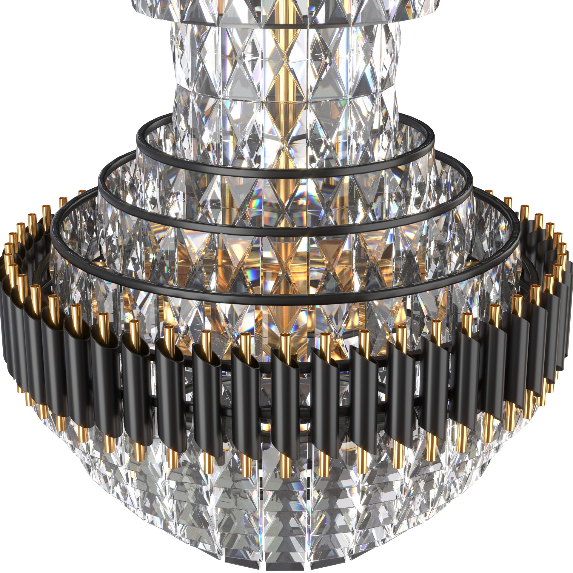 Black Geminus Long Crystal Double Height Chandelier - تصویر 17141