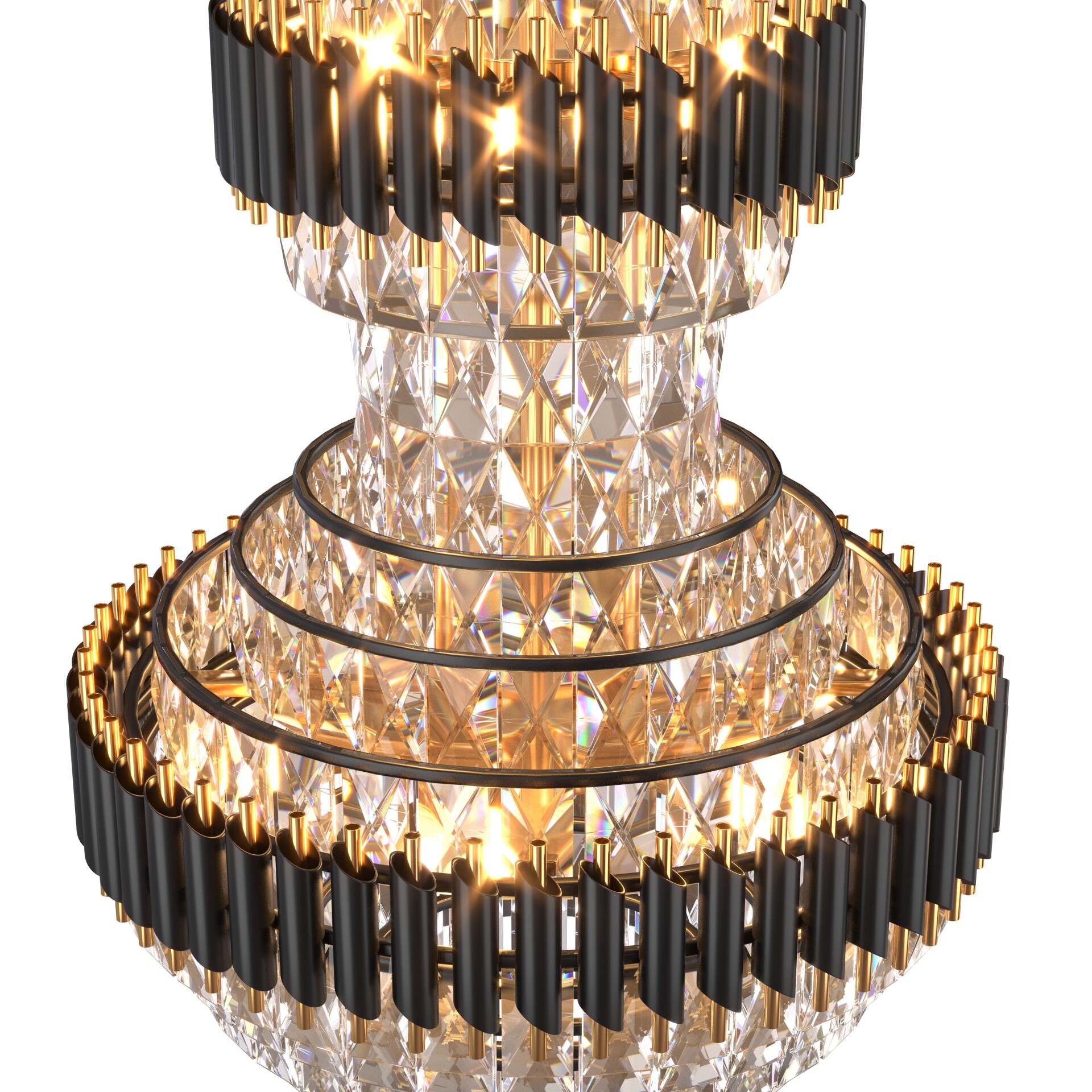 Black Geminus Long Crystal Double Height Chandelier - تصویر 17142