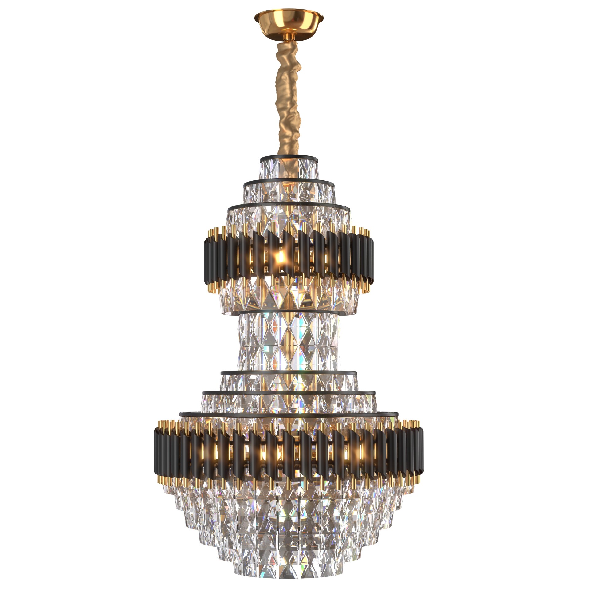 Black Geminus Long Crystal Double Height Chandelier - تصویر 17143