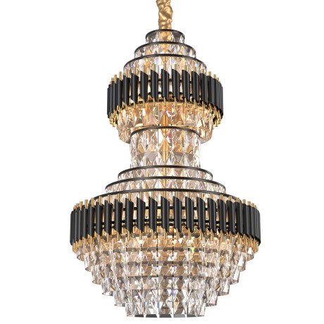Black Geminus Long Crystal Double Height Chandelier