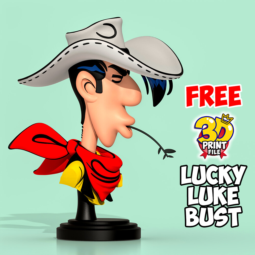 Lucky Luke – Stylized 3D Printable FREE Bust - تصویر 17144
