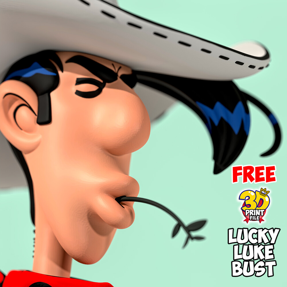 Lucky Luke – Stylized 3D Printable FREE Bust - تصویر 17146