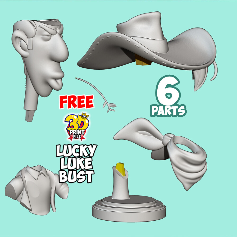 Lucky Luke – Stylized 3D Printable FREE Bust - تصویر 17147
