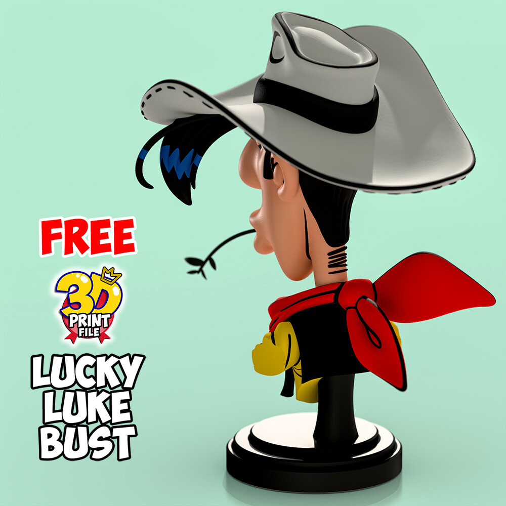 Lucky Luke – Stylized 3D Printable FREE Bust - تصویر 17149