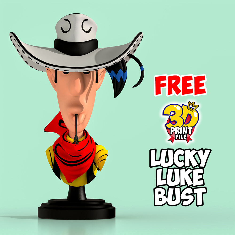 Lucky Luke – Stylized 3D Printable FREE Bust - تصویر 17150