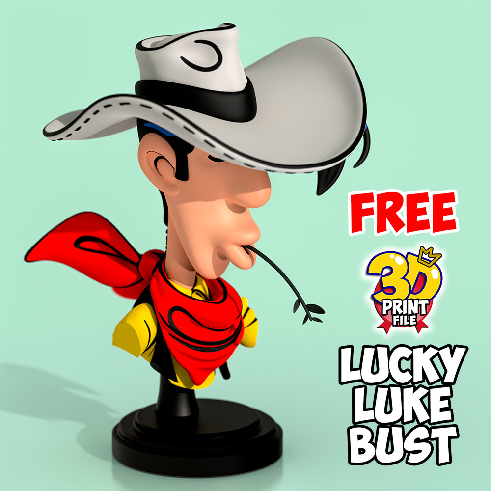 Lucky Luke – Stylized 3D Printable FREE Bust - تصویر 17151