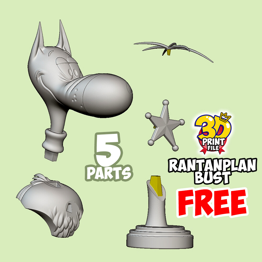 Rantanplan dog-Stylized 3D Printable FREE Bust - تصویر 17160