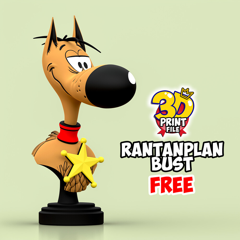 Rantanplan dog-Stylized 3D Printable FREE Bust - تصویر 17161