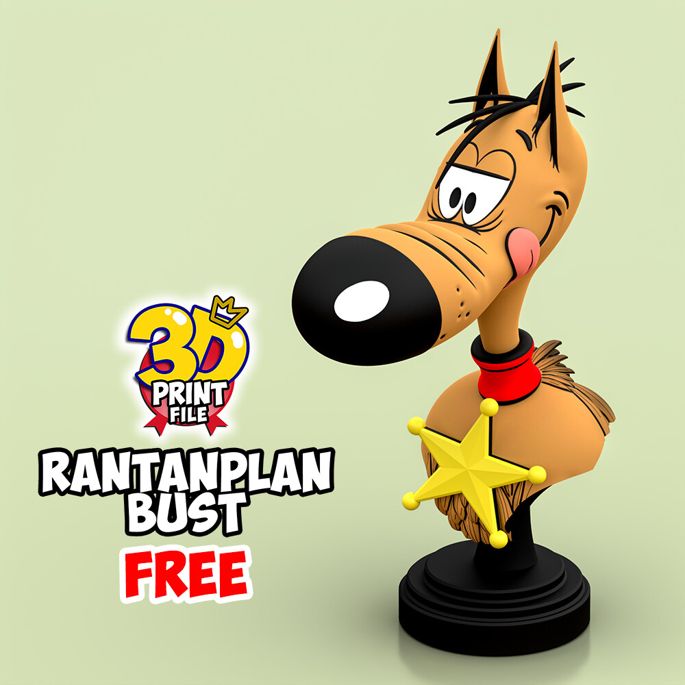 Rantanplan dog-Stylized 3D Printable FREE Bust - تصویر 17162