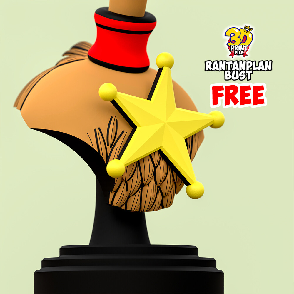 Rantanplan dog-Stylized 3D Printable FREE Bust - تصویر 17164