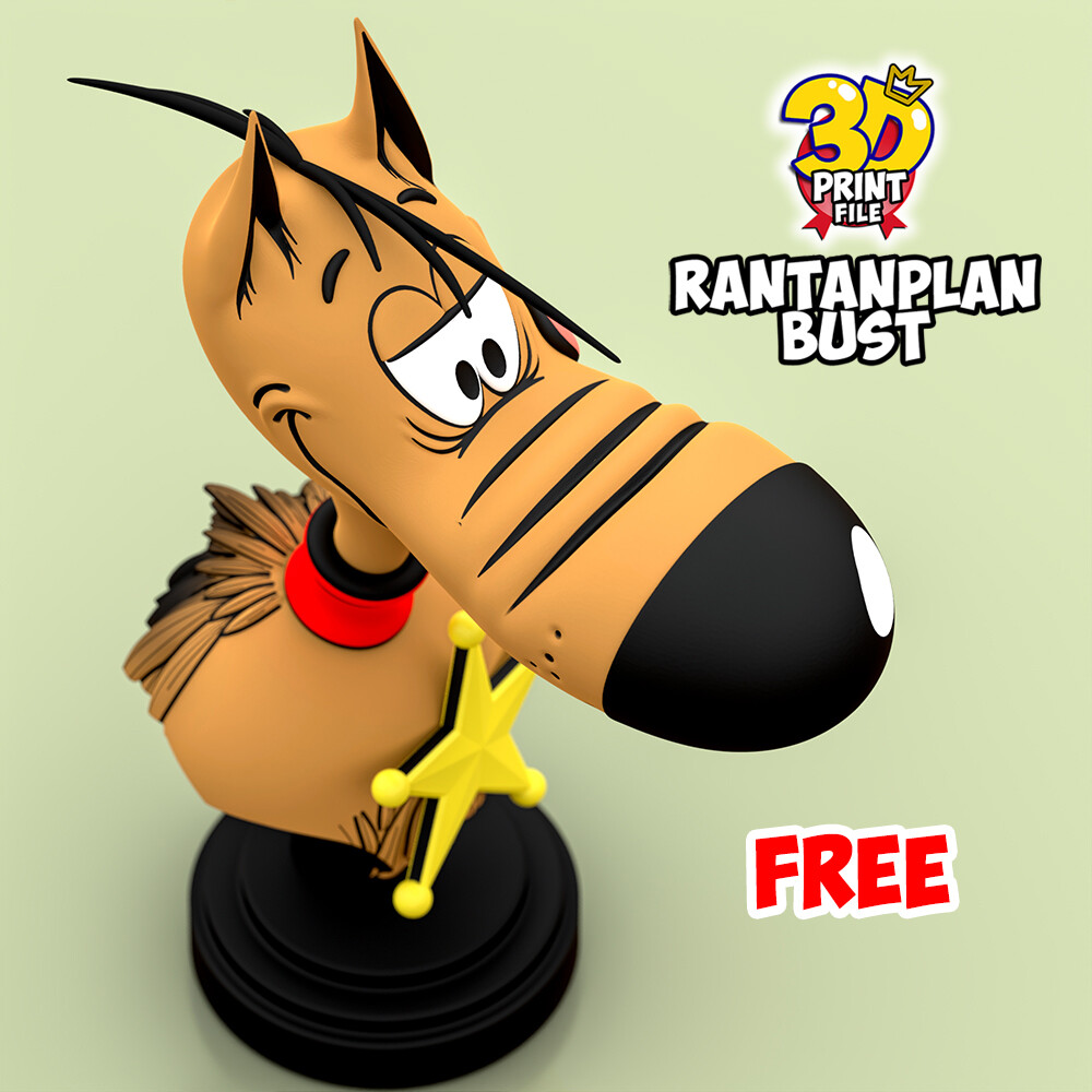 Rantanplan dog-Stylized 3D Printable FREE Bust - تصویر 17166