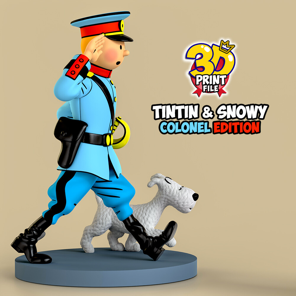 TNTN the Colonel & Snowy – Stylized 3D Printable Statue - تصویر 17199