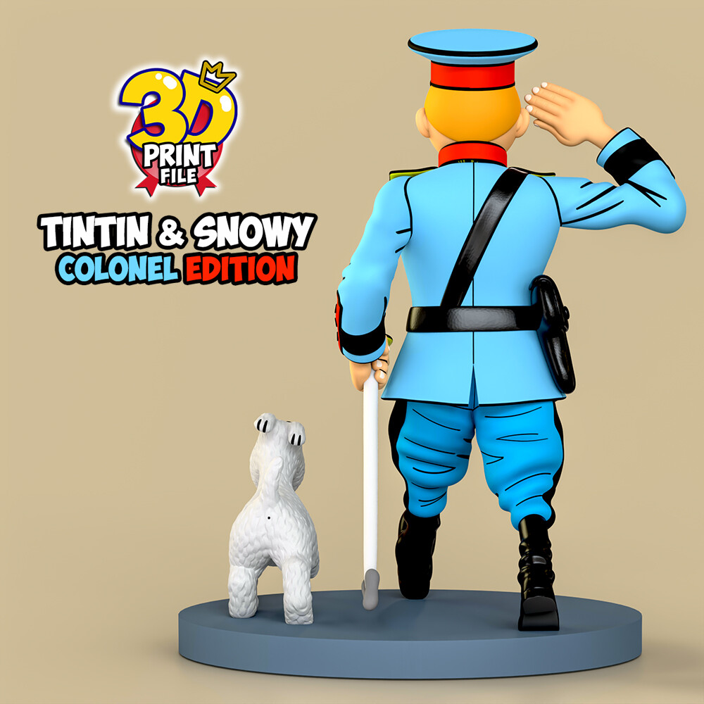 TNTN the Colonel & Snowy – Stylized 3D Printable Statue - تصویر 17200