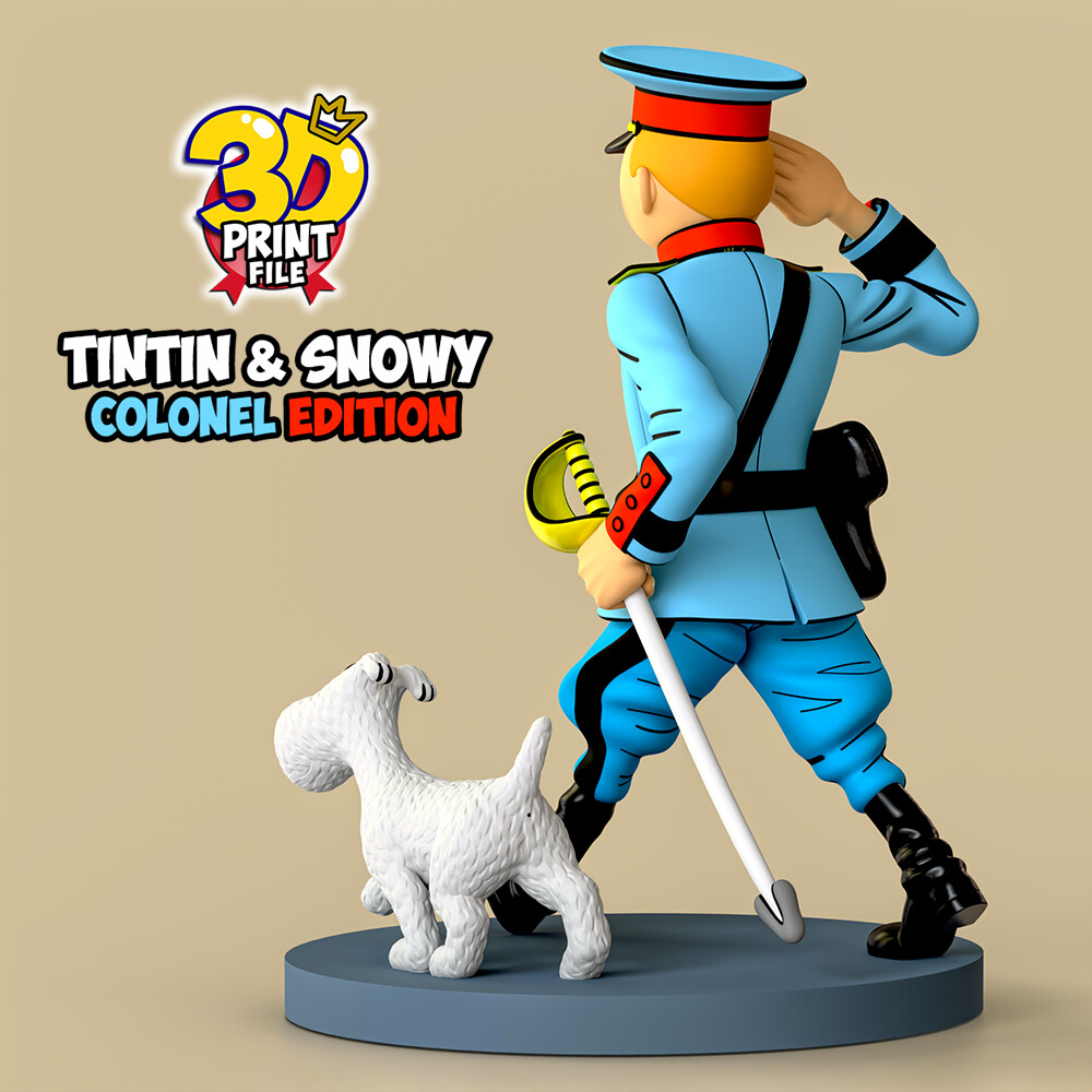 TNTN the Colonel & Snowy – Stylized 3D Printable Statue - تصویر 17201