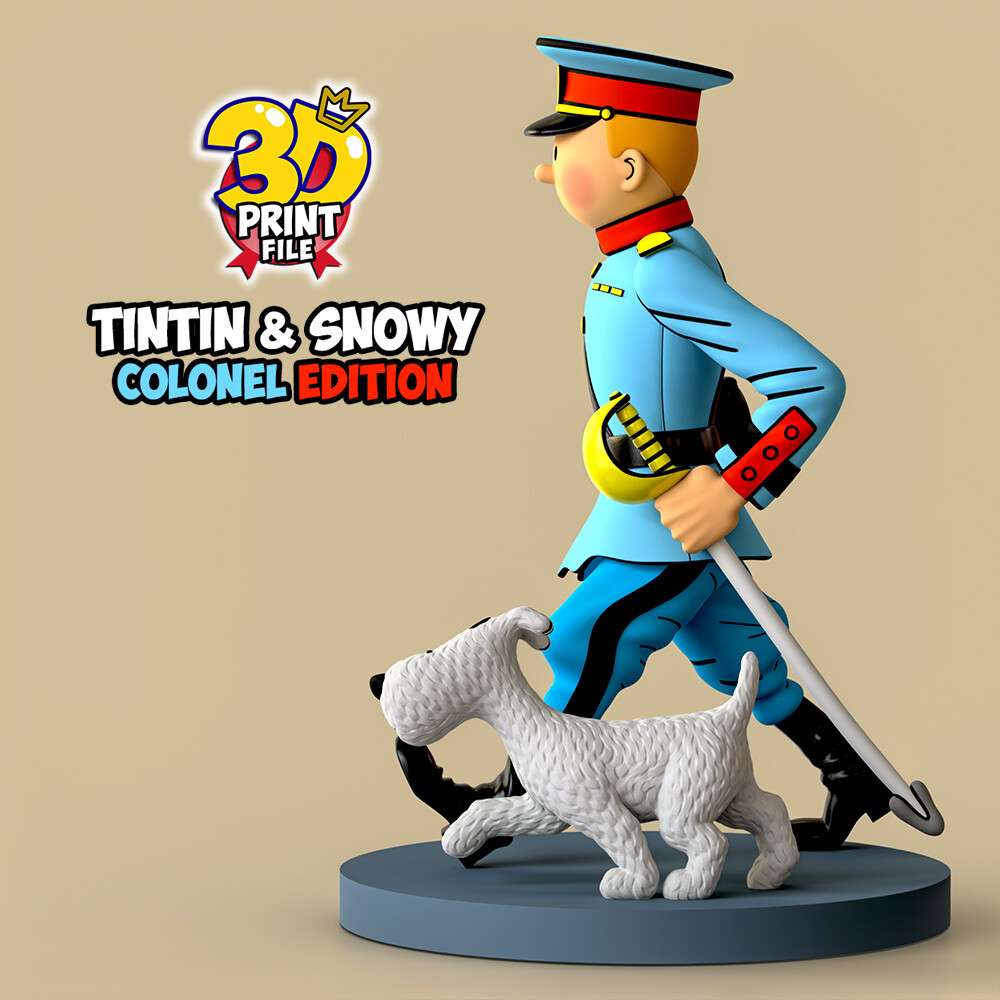 TNTN the Colonel & Snowy – Stylized 3D Printable Statue - تصویر 17202
