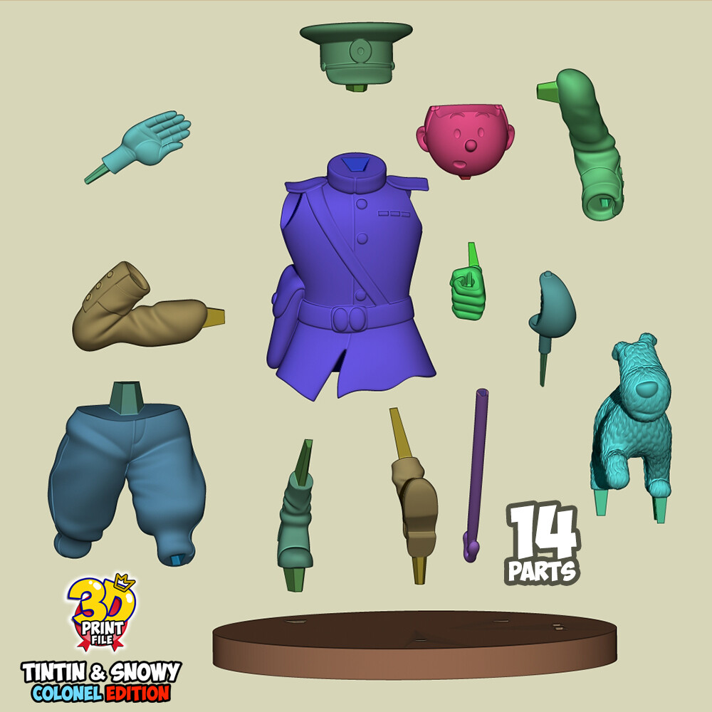 TNTN the Colonel & Snowy – Stylized 3D Printable Statue - تصویر 17205