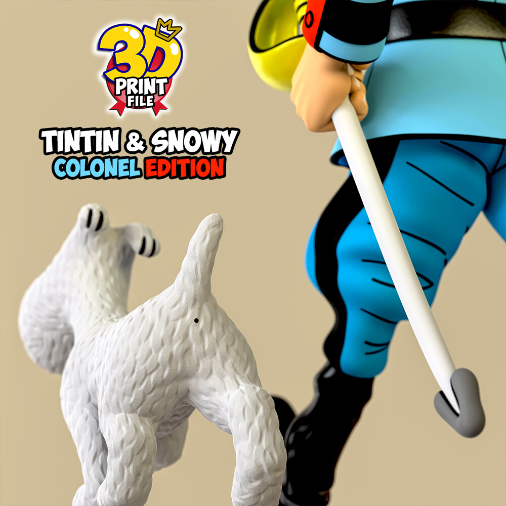 TNTN the Colonel & Snowy – Stylized 3D Printable Statue - تصویر 17206
