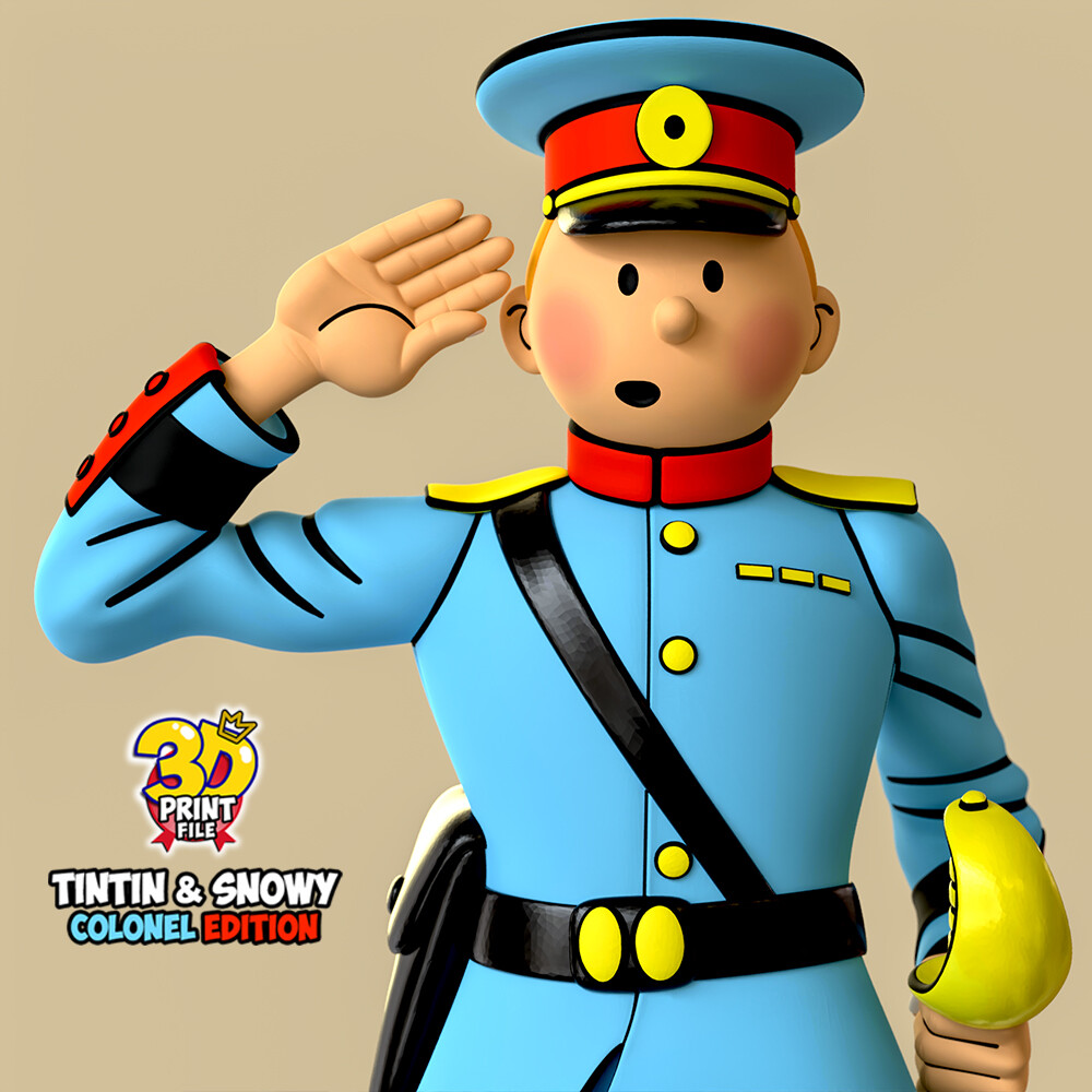 TNTN the Colonel & Snowy – Stylized 3D Printable Statue - تصویر 17207