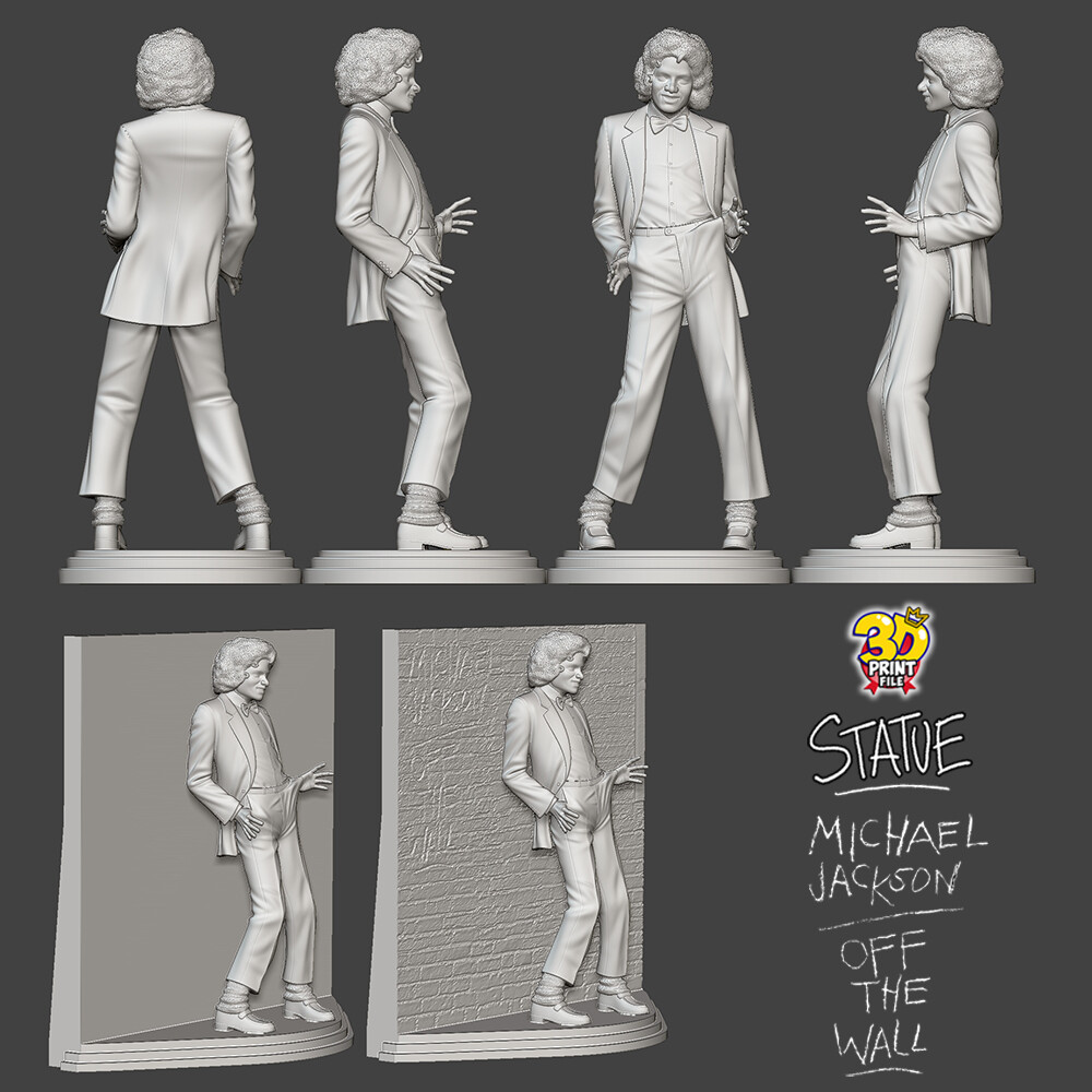 Michael Jackson - Off the Wall Statue (3D Printable Model) FREE SIZE - تصویر 17275