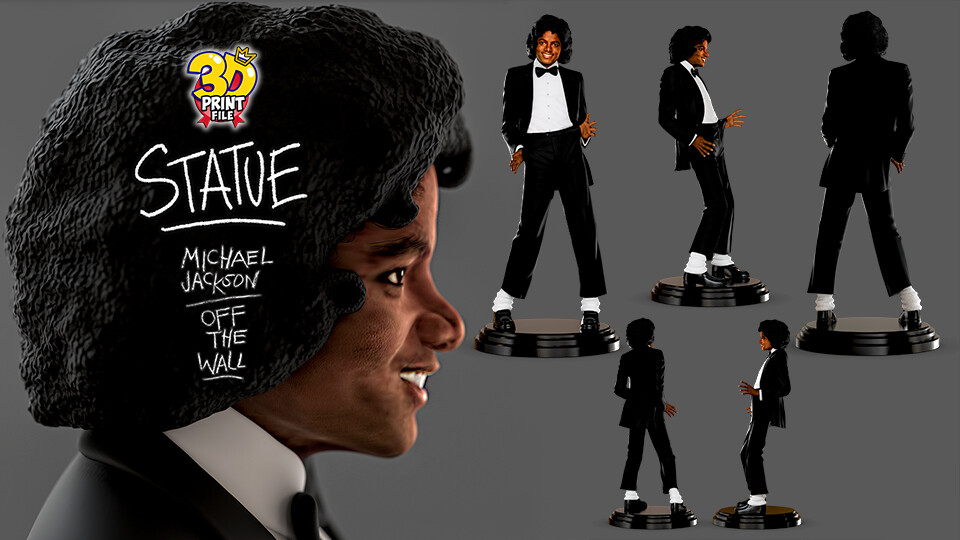 MICHAEL JACKSON - Off the Wall Statue 3D Printable Model - FREE SIZE - تصویر 17280