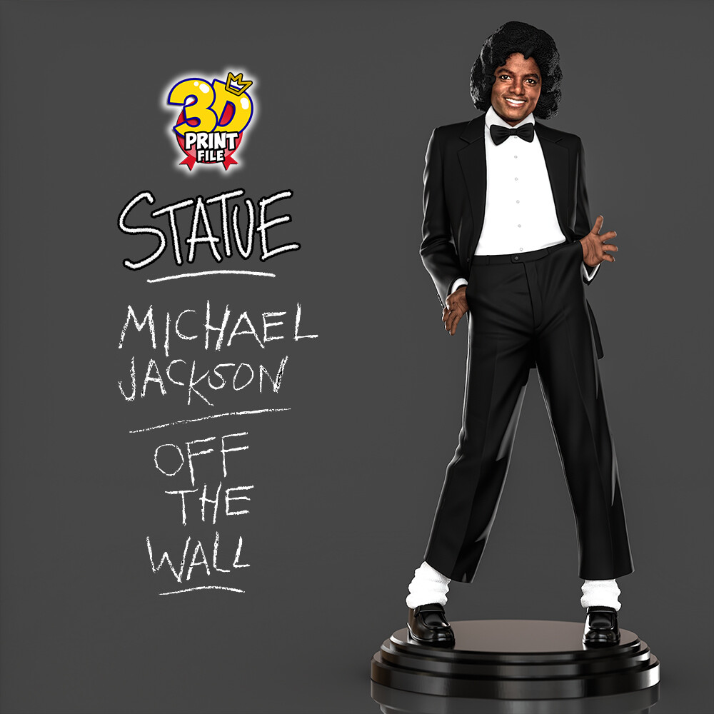 MICHAEL JACKSON - Off the Wall Statue 3D Printable Model - FREE SIZE - تصویر 17283