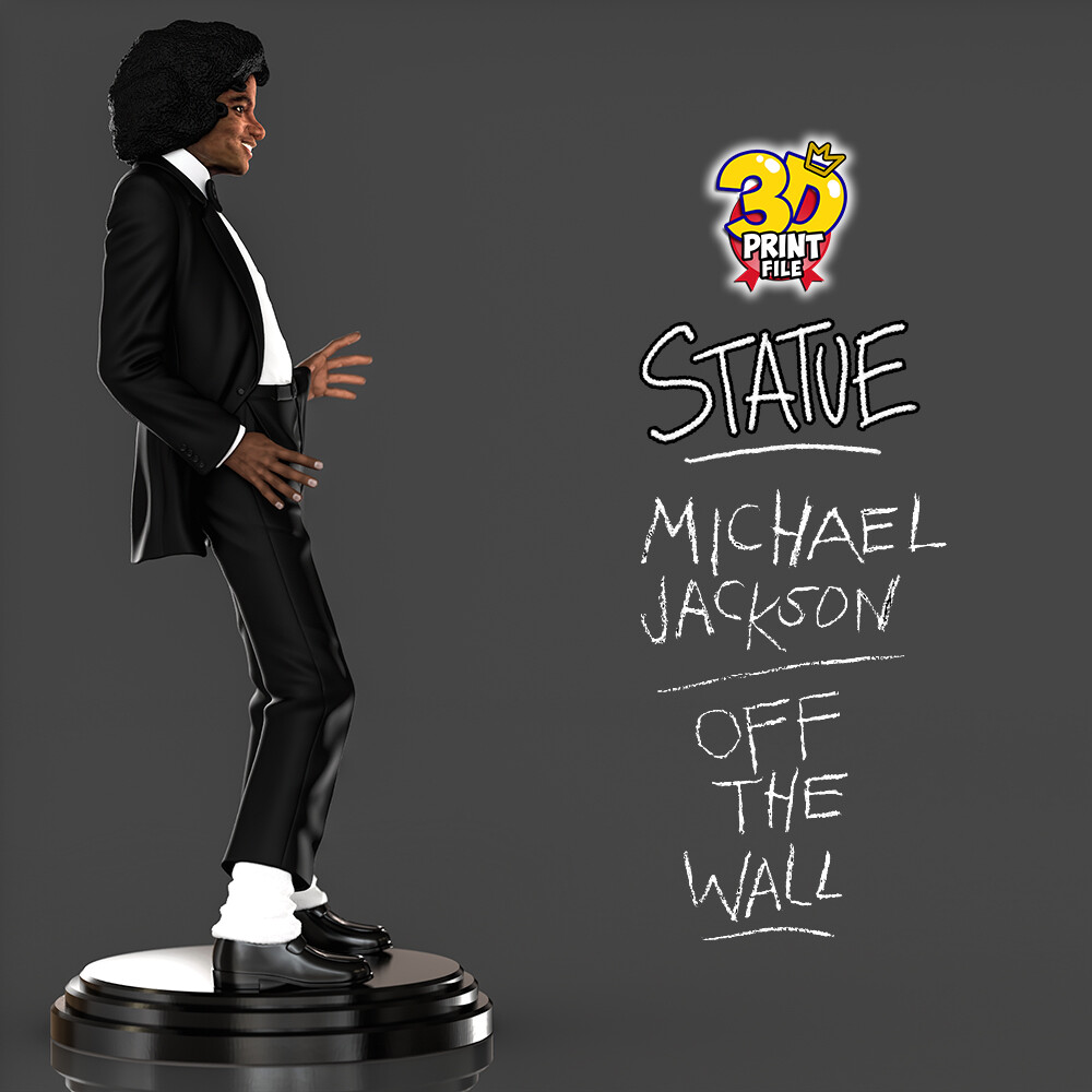 MICHAEL JACKSON - Off the Wall Statue 3D Printable Model - FREE SIZE - تصویر 17284