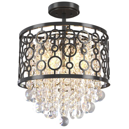 WUZUPS Crystal Drum Chandelier Flushmount