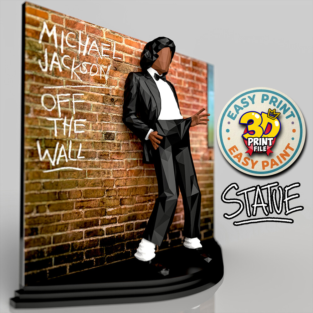 Michael Jackson - “Off the Wall” LOW POLY Statue (3D Printable Model) - تصویر 17301