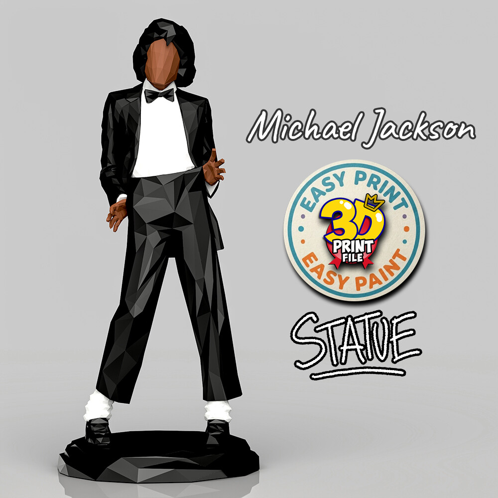 Michael Jackson - “Off the Wall” LOW POLY Statue (3D Printable Model) - تصویر 17302