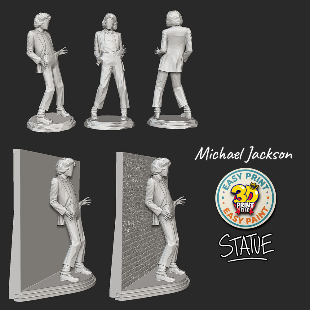 Michael Jackson - “Off the Wall” LOW POLY Statue (3D Printable Model) - تصویر 17304