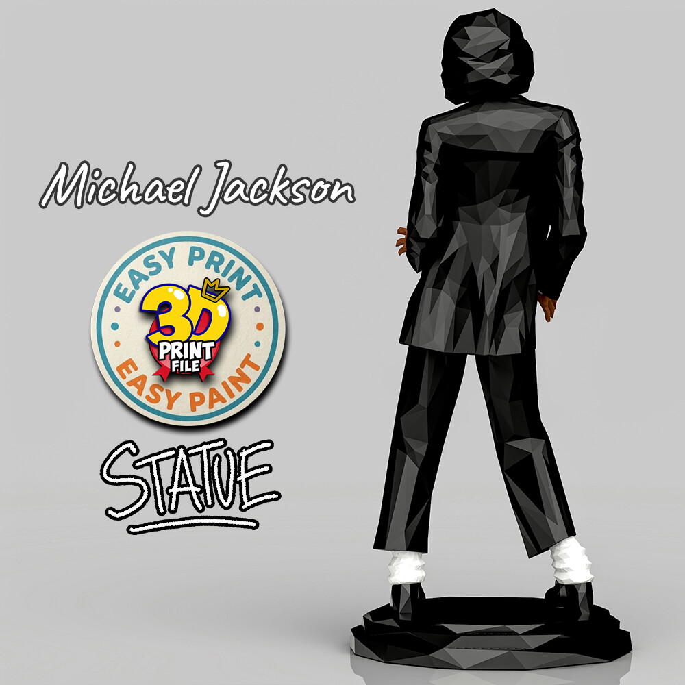 Michael Jackson - “Off the Wall” LOW POLY Statue (3D Printable Model) - تصویر 17307