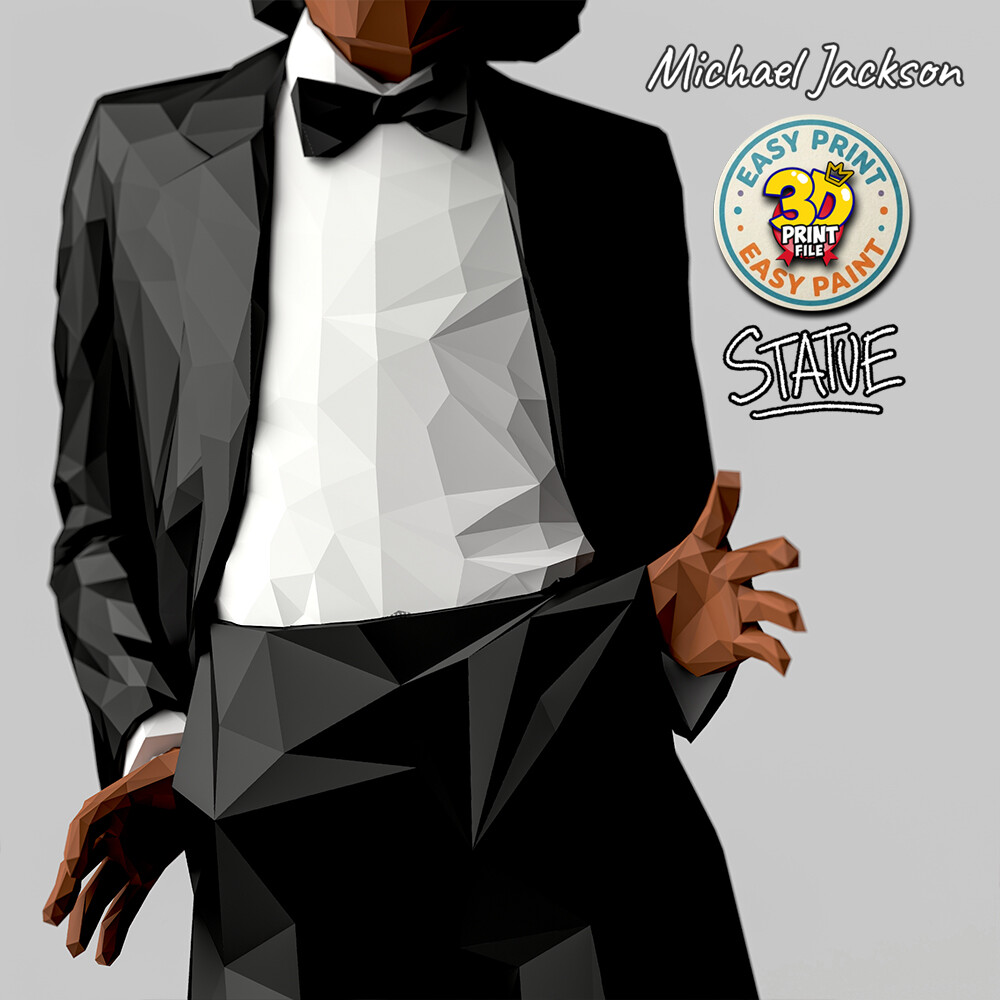 Michael Jackson - “Off the Wall” LOW POLY Statue (3D Printable Model) - تصویر 17309