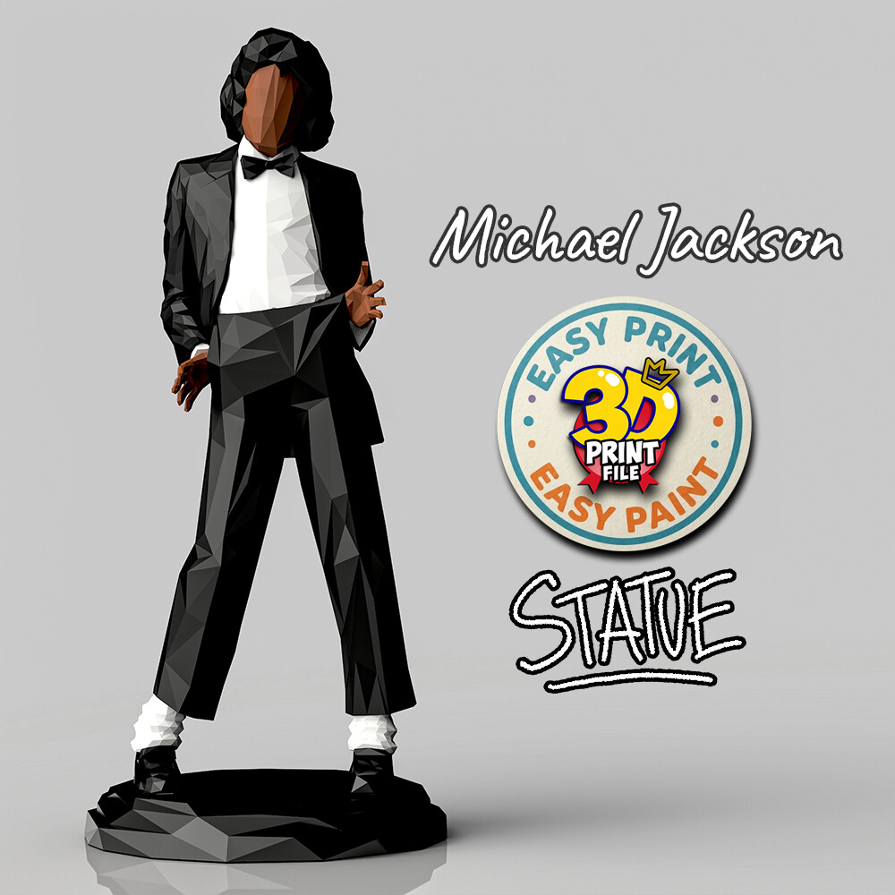 MICHAEL JACKSON Off the Wall low poly statue 3d printable model v2 - تصویر 17311
