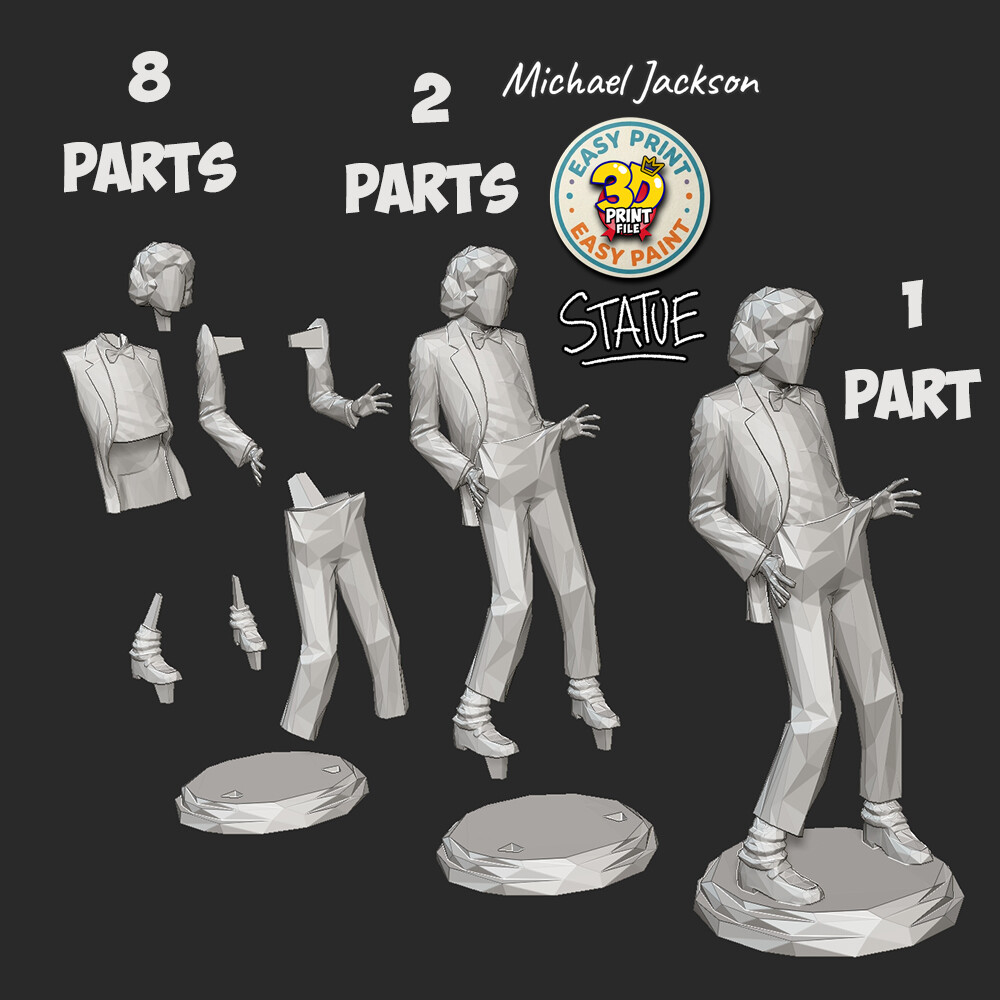MICHAEL JACKSON Off the Wall low poly statue 3d printable model v2 - تصویر 17312