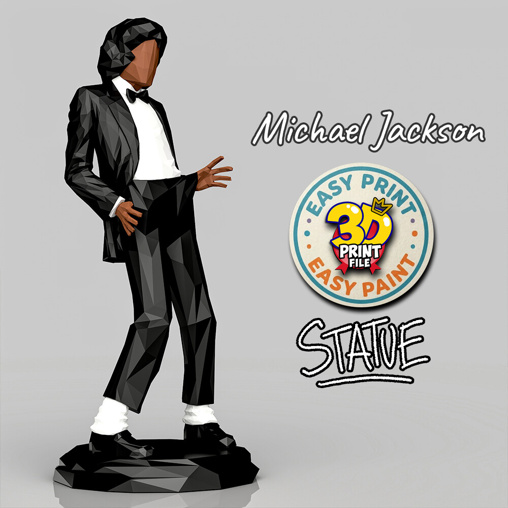MICHAEL JACKSON Off the Wall low poly statue 3d printable model v2 - تصویر 17313